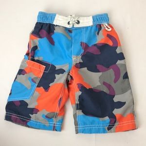 Mini Boden turtle design boys swimming trunks Sz 4-5 yrs